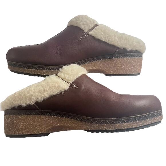 PIKOLINOS Shoes - Pikolinos Women’s 7 Brown Leather Slip On Clogs Wool Lined Comfort Shoes Olmo